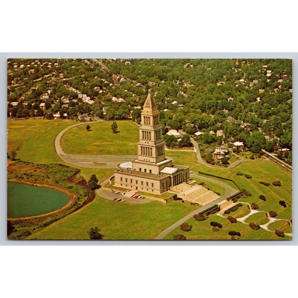 Vtg Aerial Postcard George Washington Masonic National memorial Alexandria VA